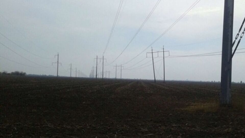 Поврежденная ЛЭП в Чаплинском районе Херсонской области