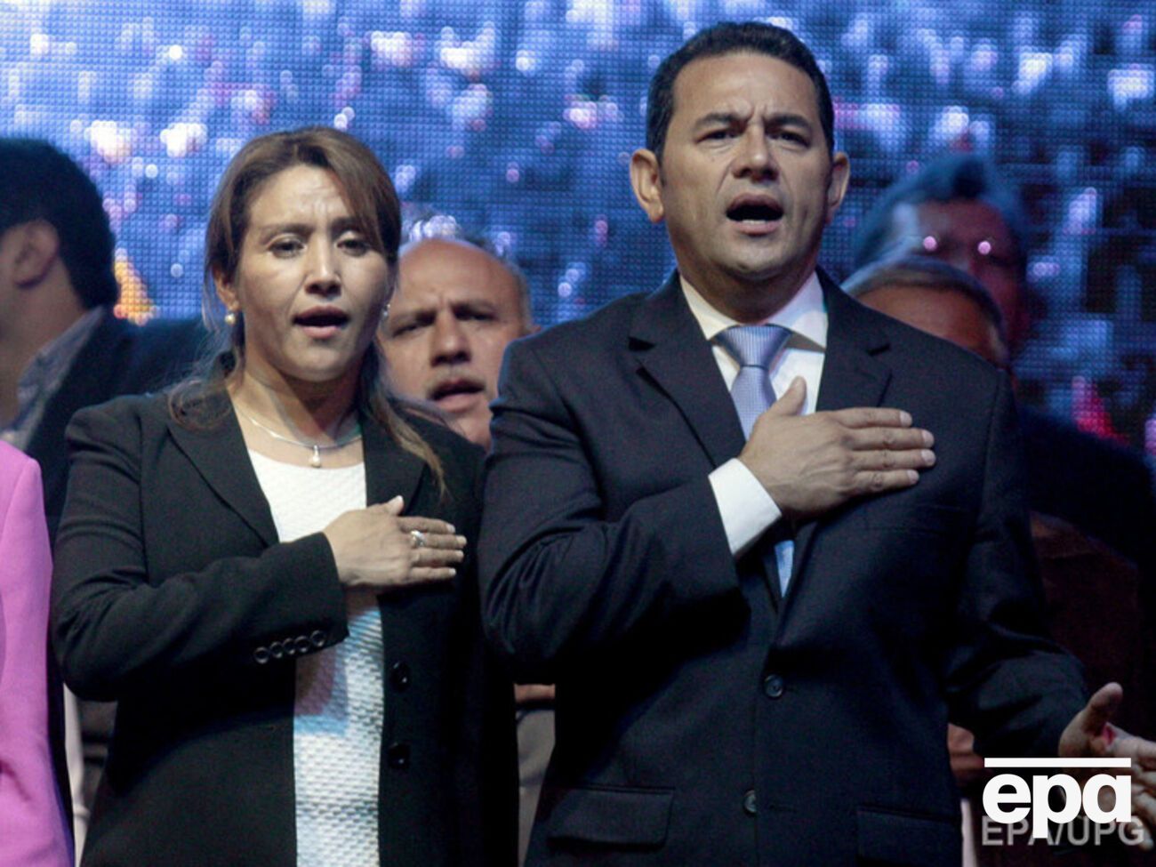 Новоизбранный президент Гватемалы Джимми Моралес с женой Хильдой