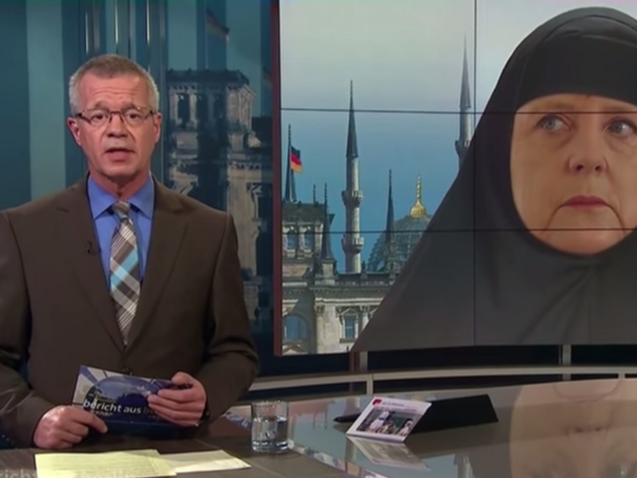 Коллаж появился в программе, где обсуждалась тема квот на прием беженцев