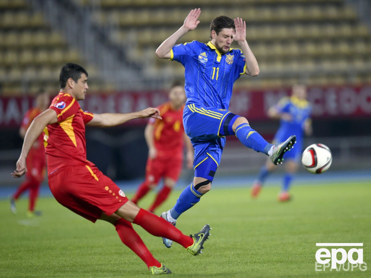 Команды Украины и Македонии сразились на стадионе в Скопье