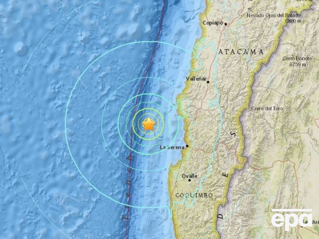 У побережья Чили произошло два землетрясения