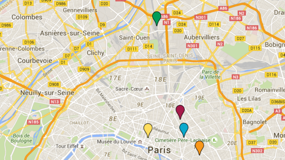 Теракты в Париже. Карта (обновляется)