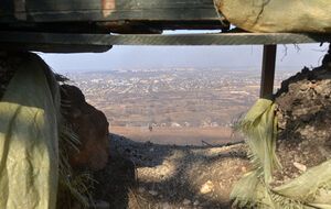 Вид на Славянск с военной позиции на вершине горы Карачун