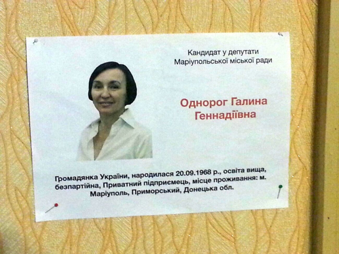 Кандидат в депутаты развешивала на участках листовки со своей автобиографией