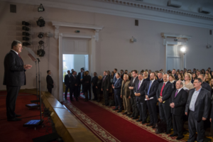 Порошенко представил проект изменений в Конституцию в части правосудия, выступая перед студентами и преподавателями Киевского национального университета им. Т.Г. Шевченко.