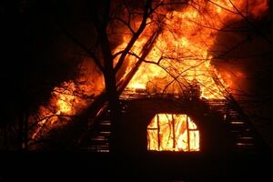 Трехэтажное здание быстро разгорелось