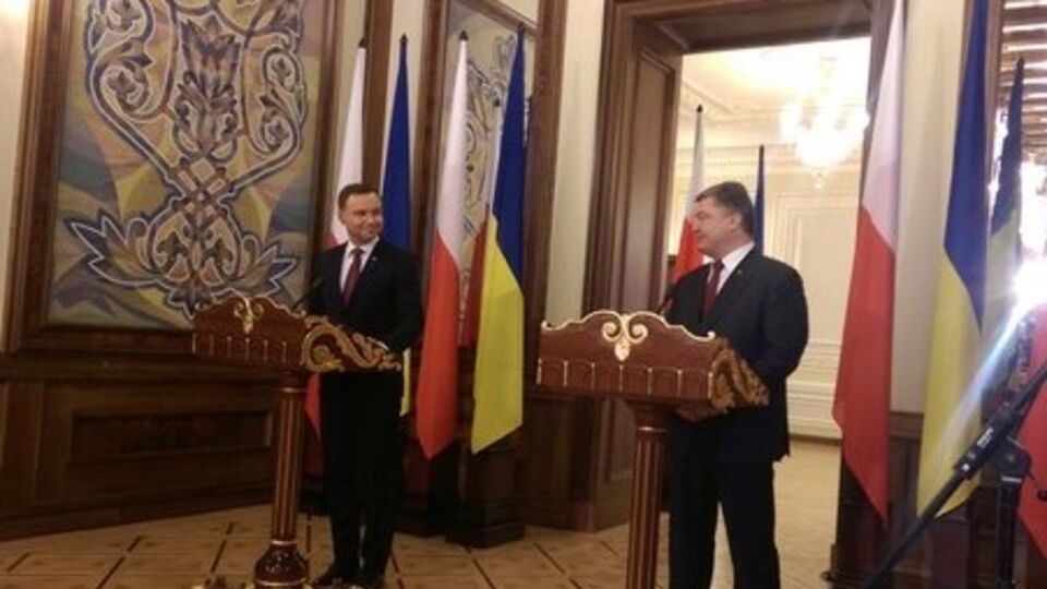 Анджей Дуда и Петр Порошенко во время пресс-конференции в Киеве