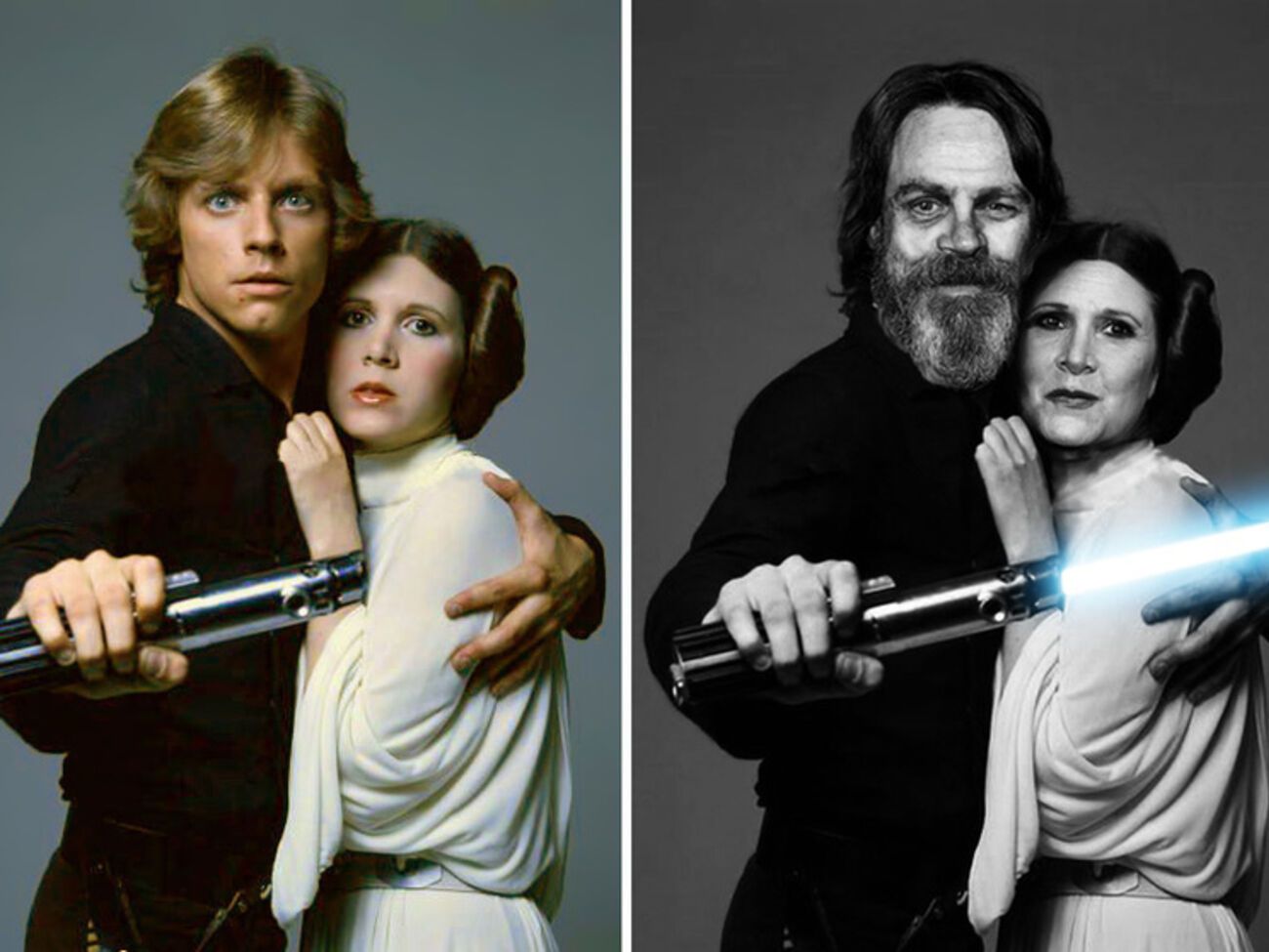Люк Скайфокер и принцесса Лея: Марк Хемилл и Кэрри Фишер