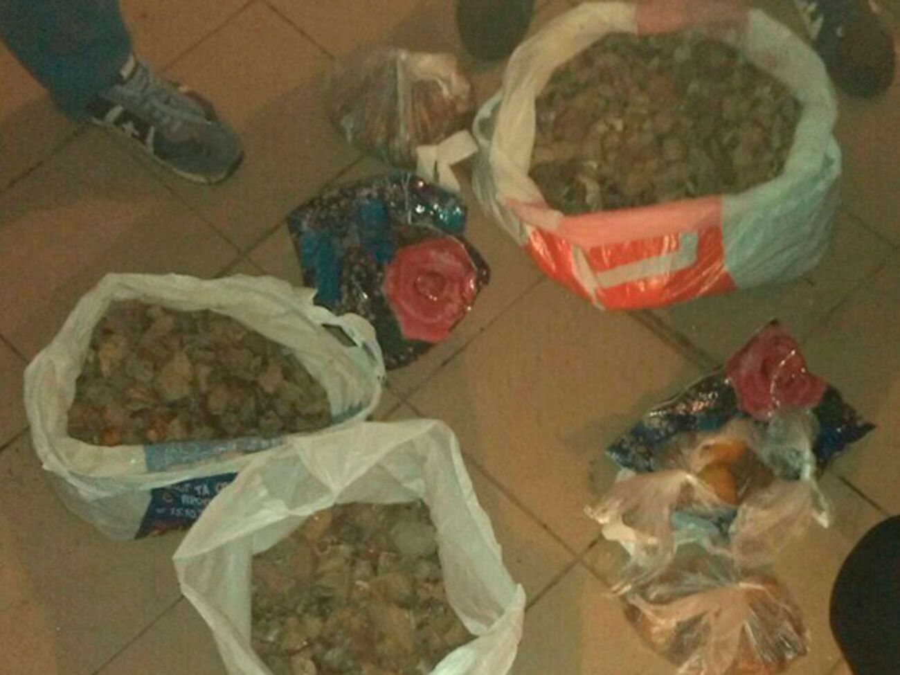 Янтарь был расфасован в полиэтиленовые пакеты