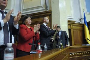 Министр финансов Украины Наталия Яресько и премьер Арсений Яценюк