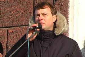 Новоизбранный мэр Красноармейска Руслан Требушкин на Антимайдане в 2014 году