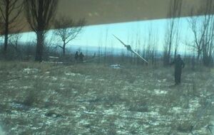 Запуск украинского беспилотника под Дебальцево