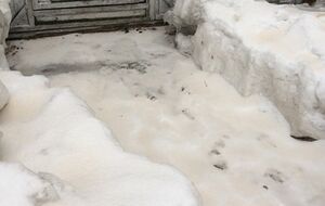 Снег окрасился из-за пыли, которую южный циклон собрал над пустыней в Африке