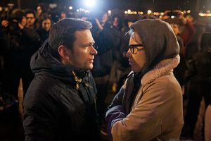 Илья Яшин и Ксения Собчак на месте убийства