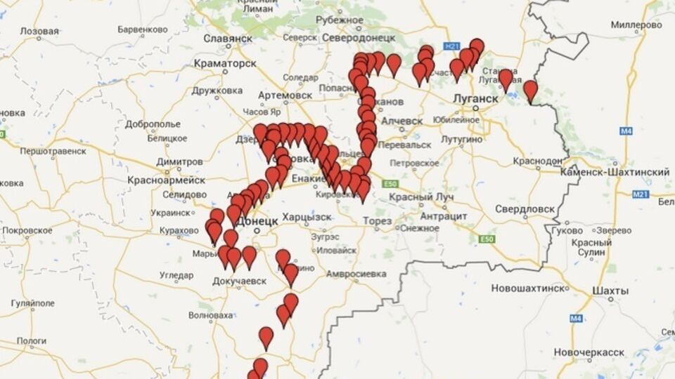 Проект границы районов Донбасса с особым порядком местного самоуправления. Карта