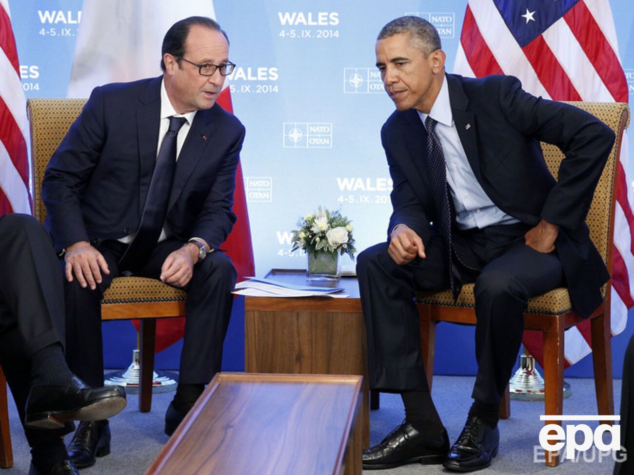 Президент США Барак Обама с президентом Франции Франсуа Олландом