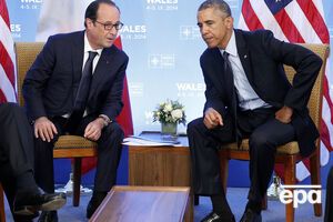 Президент США Барак Обама с президентом Франции Франсуа Олландом