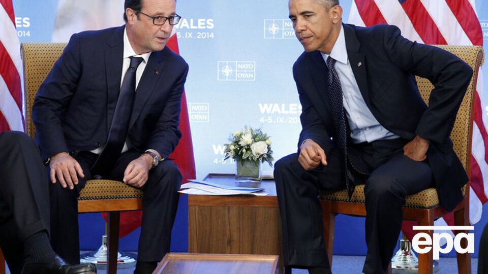 Президент США Барак Обама с президентом Франции Франсуа Олландом