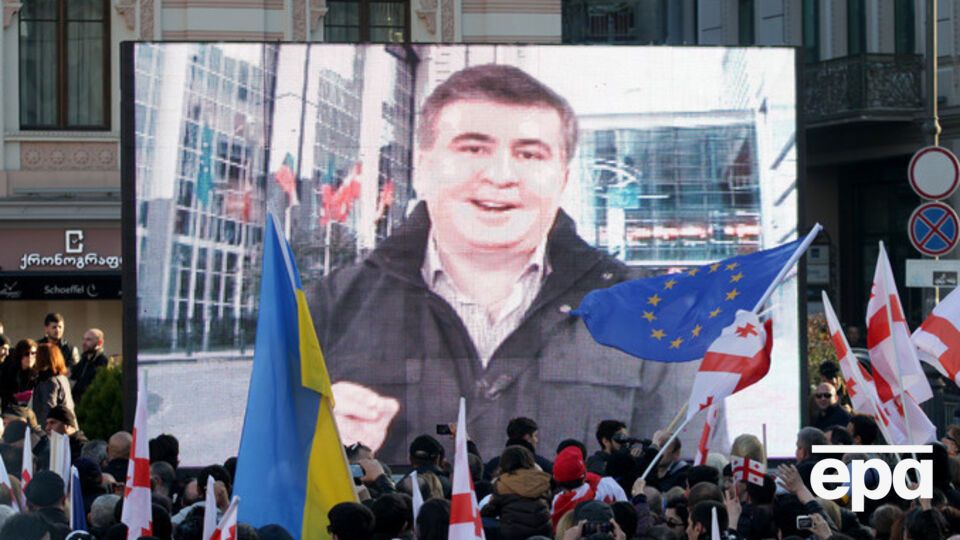 Михаил Саакашвили обратился к протестующим по видеосвязи из Брюсселя