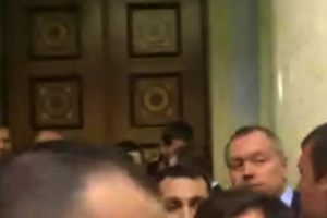 Потасовка началась в зале парламента и продолжилась в кулуарах