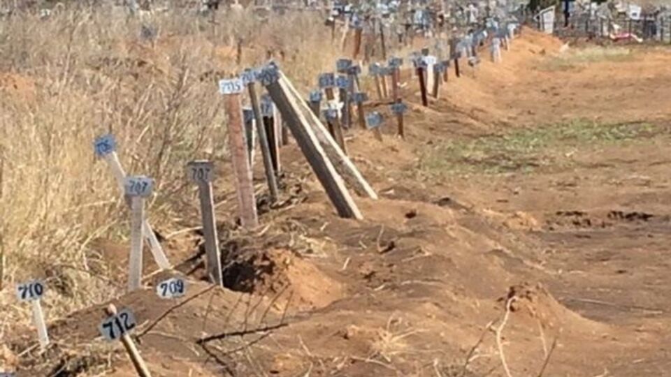 Могилы с номерами на кладбище под Енакиево