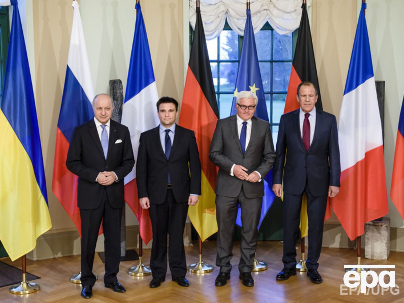 Главы МИД Франции Фабиус, Украины – Климкин, Германии – Штайнмайер и России – Лавров