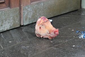 Активисты принесли свиную голову худруку театра Олегу Табакову