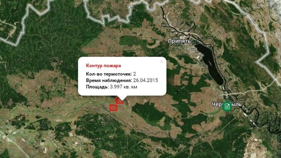 Экологи: Спутник Terra зафиксировал два эпицентра огня в 19.00 26 апреля