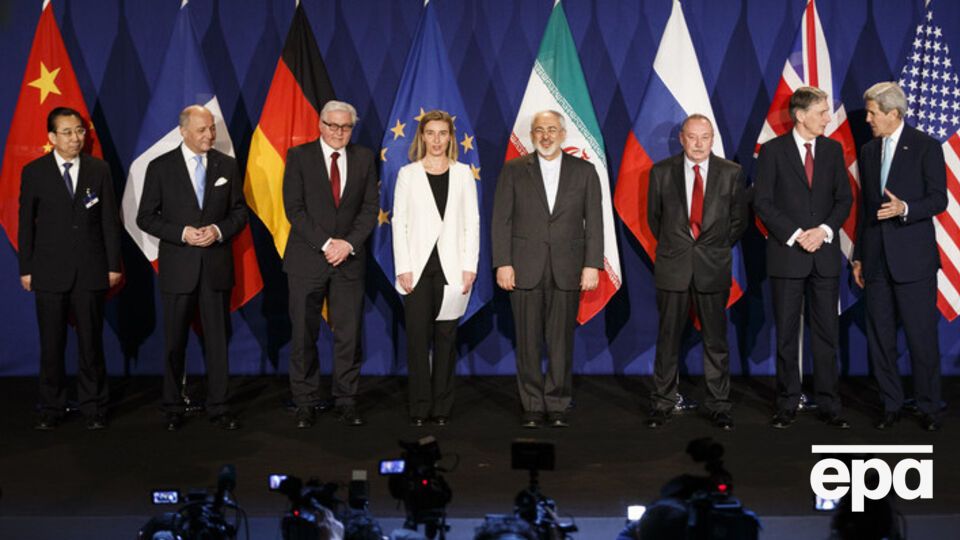 Представители сторон в Лозанне после подписания исторического документа 2 апреля