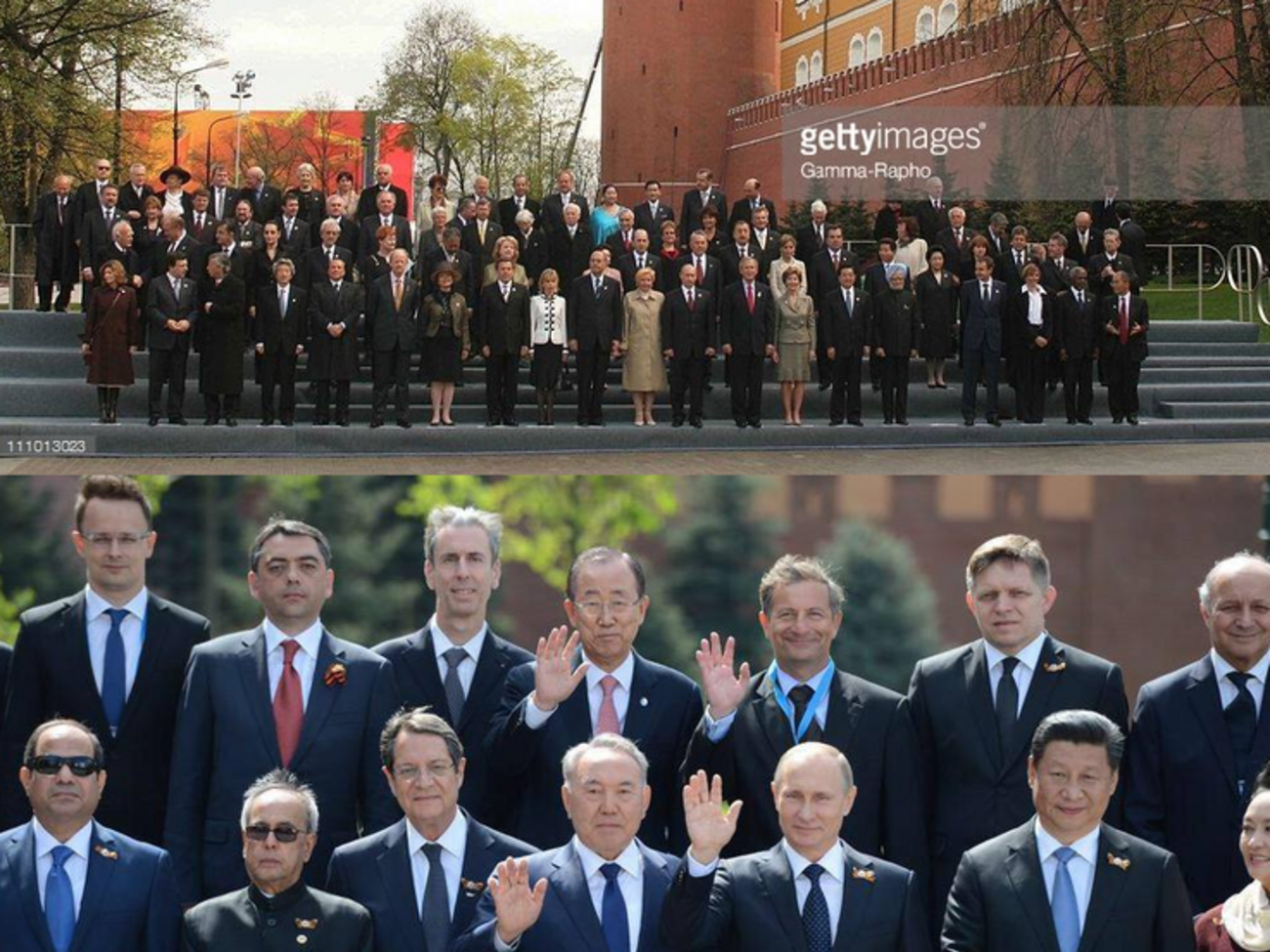 Гости парада в Москве в 2005 и 2015 годах