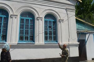 Последствия обстрела боевиками храма