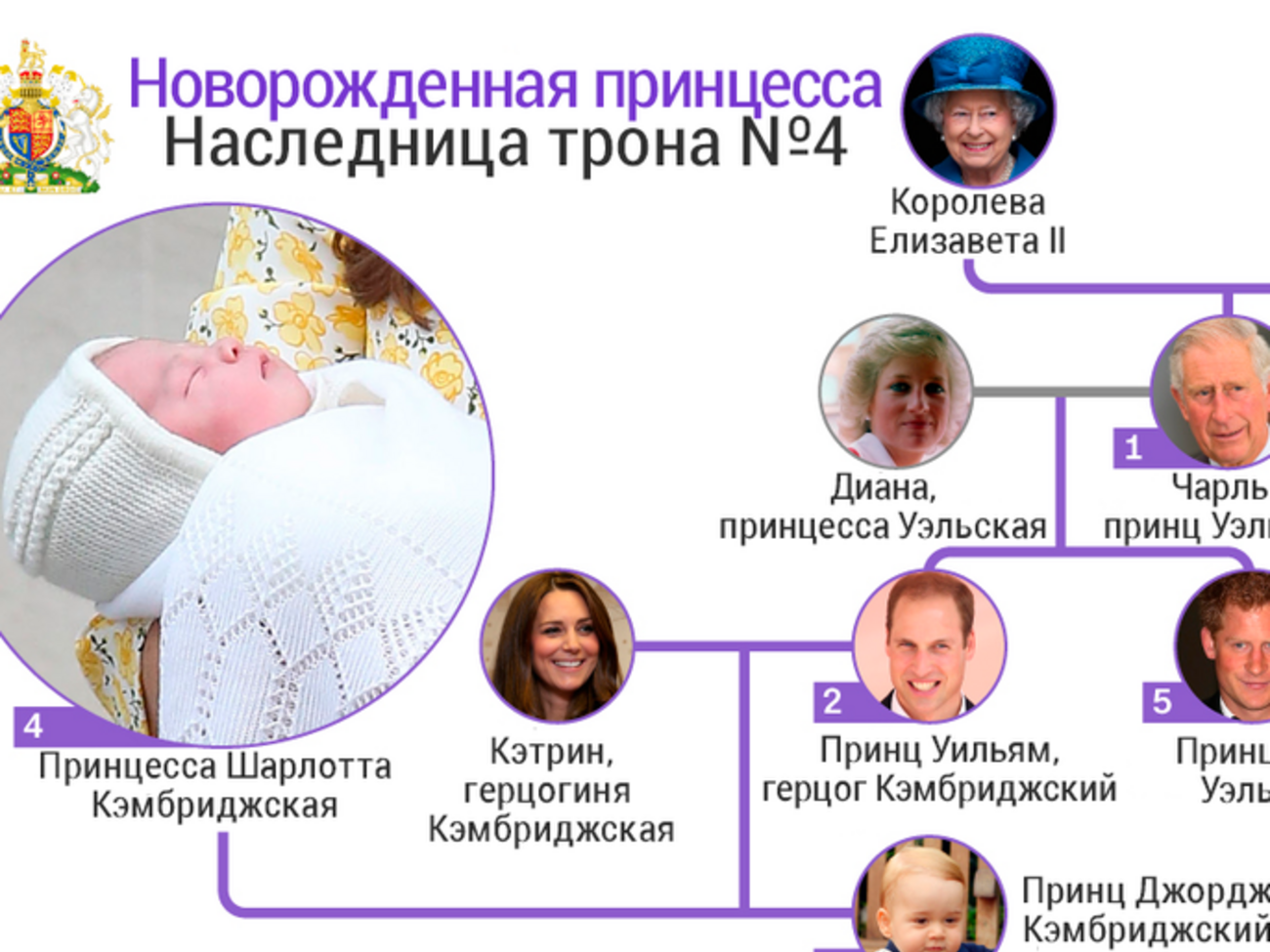 Принцесса Шарлотта и наследники британского престола. ИНФОГРАФИКА