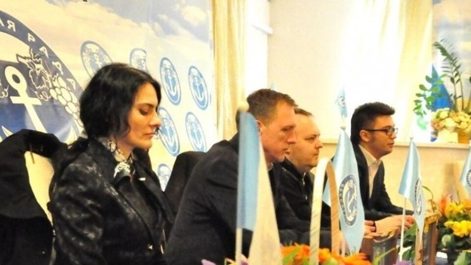 Пресс-конференция лидеров "Народной рады Бессарабии". (На фото Бузила первый справа)