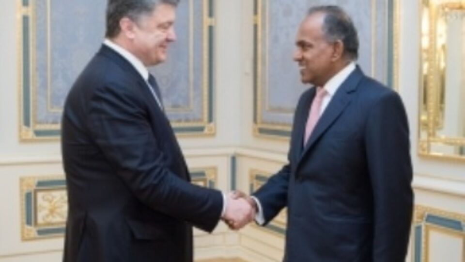 Президент Украины Петр Порошенко провел встречу с главой МИД Сингапура К.Шанмугамом