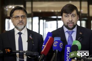 Представитель "ЛНР" Владислав Дейнего (на фото слева) и представитель "ДНР" Денис Пушилин (справа) на переговорах в Минске