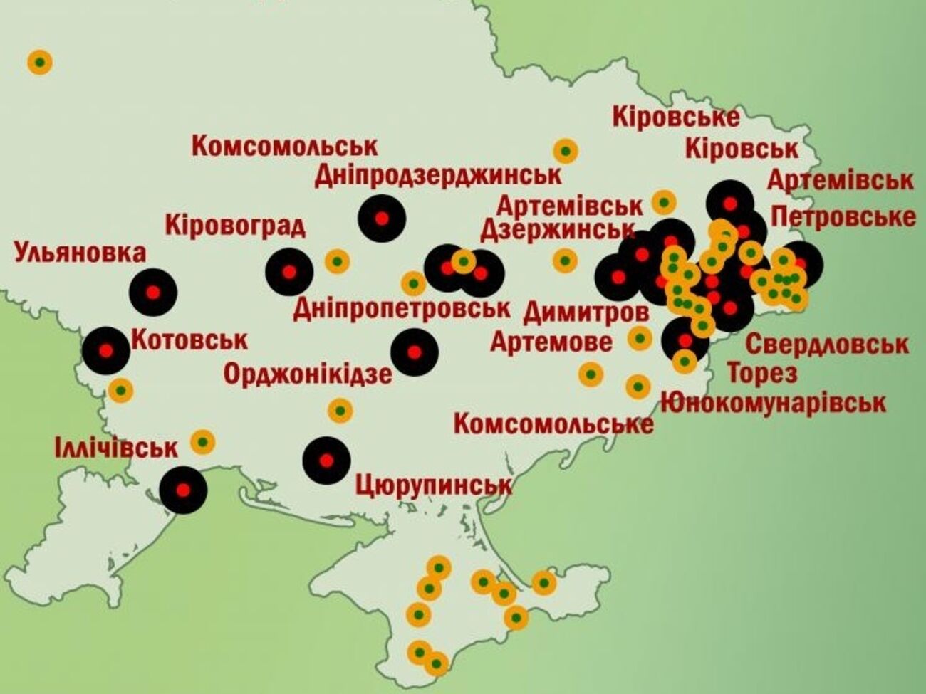 Карта населенных пунктов, которые подлежат переименованию