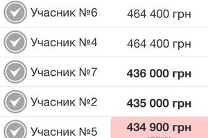 Процесс электронных торгов для ВСУ по одному из лотов