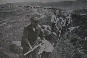 Строительство оборонительных сооружений под Киевом. Июль 1941 года