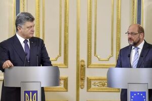 Петр Порошенко и Мартин Шульц на пресс-конференции в Киеве