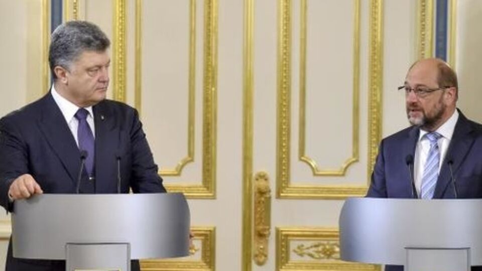 Петр Порошенко и Мартин Шульц на пресс-конференции в Киеве