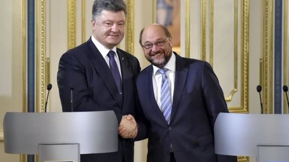 Петр Порошенко и Мартин Шульц на пресс-конференции в Киеве