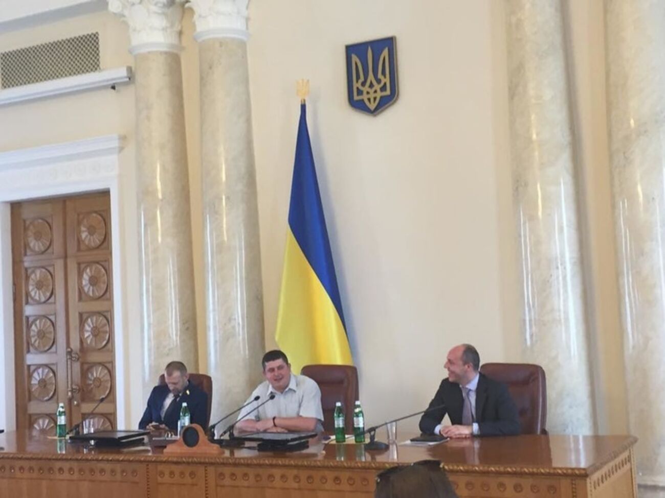 Андрей Тетерук, Максим Бурбак и Андрей Парубий на заседании фракции "Народный фронт" в пятницу