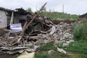 Хозяйственное помещение по улице Ленина, 35 разрушено