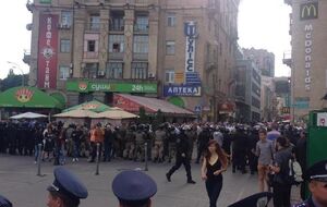 Фаны двух стран столкнулись на Майдане Незалежности в Киеве