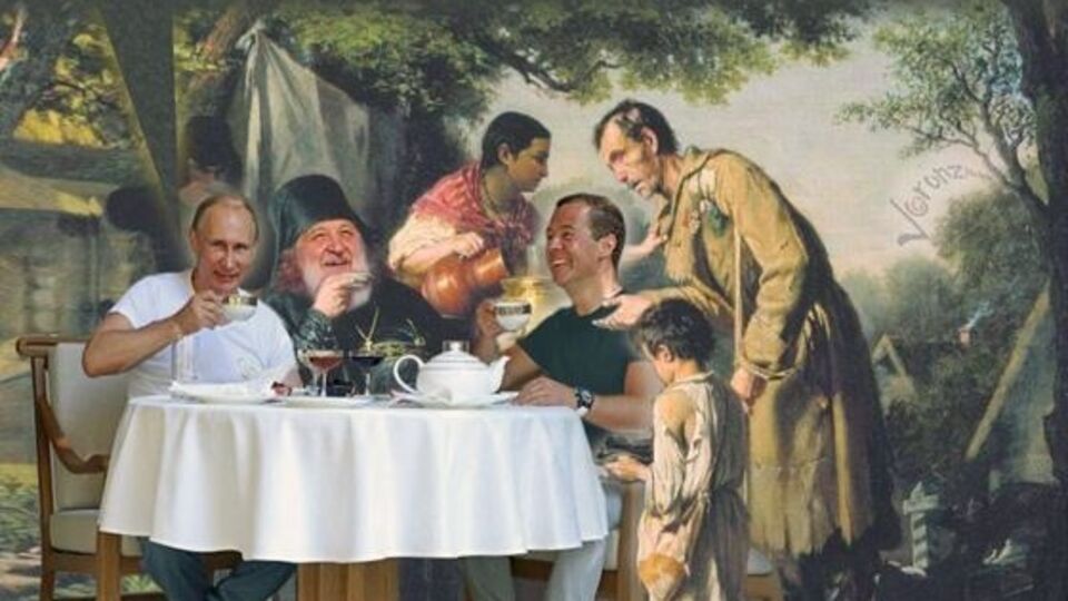Чаепитие Путина и Медведева вдохновило создателей фотожаб