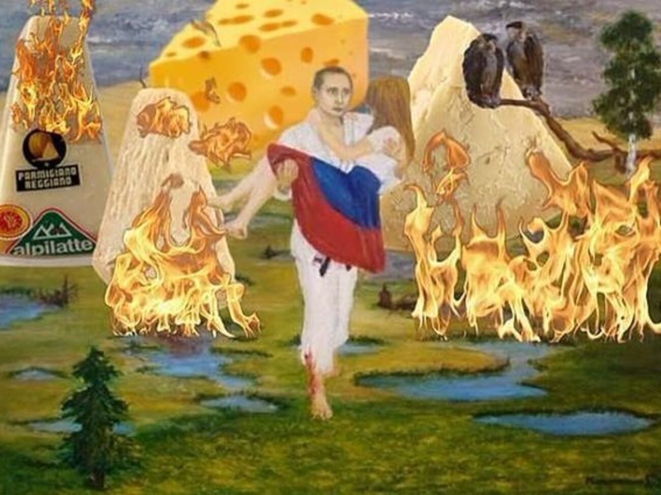 Реакция соцсетей на уничтожение санкционных продуктов в России