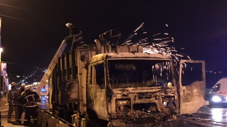 Грузовик взорвался в результате ДТП