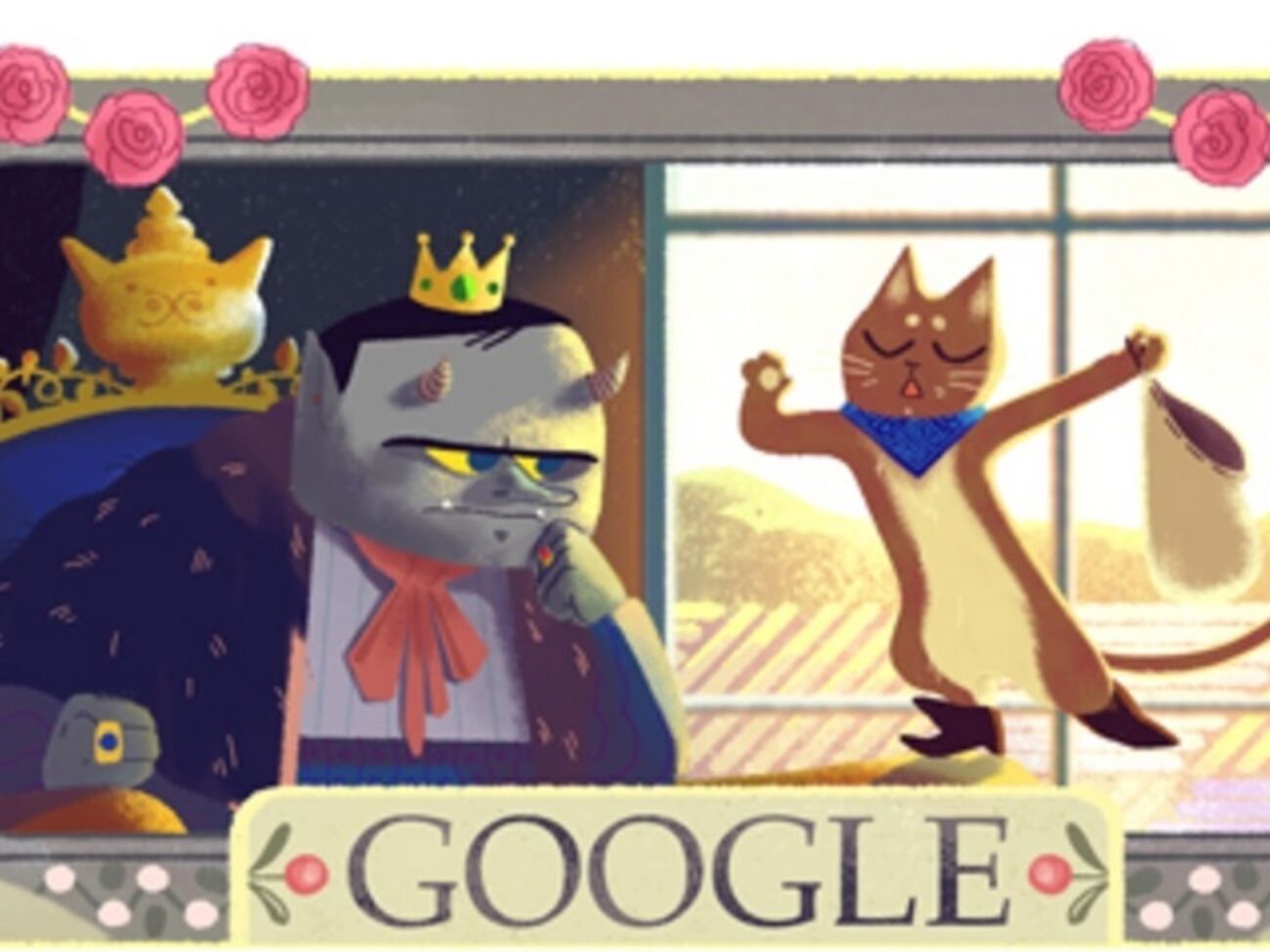 Google отметил день рождения Шарля Перро иллюстрацией сказки "Кот в сапогах"