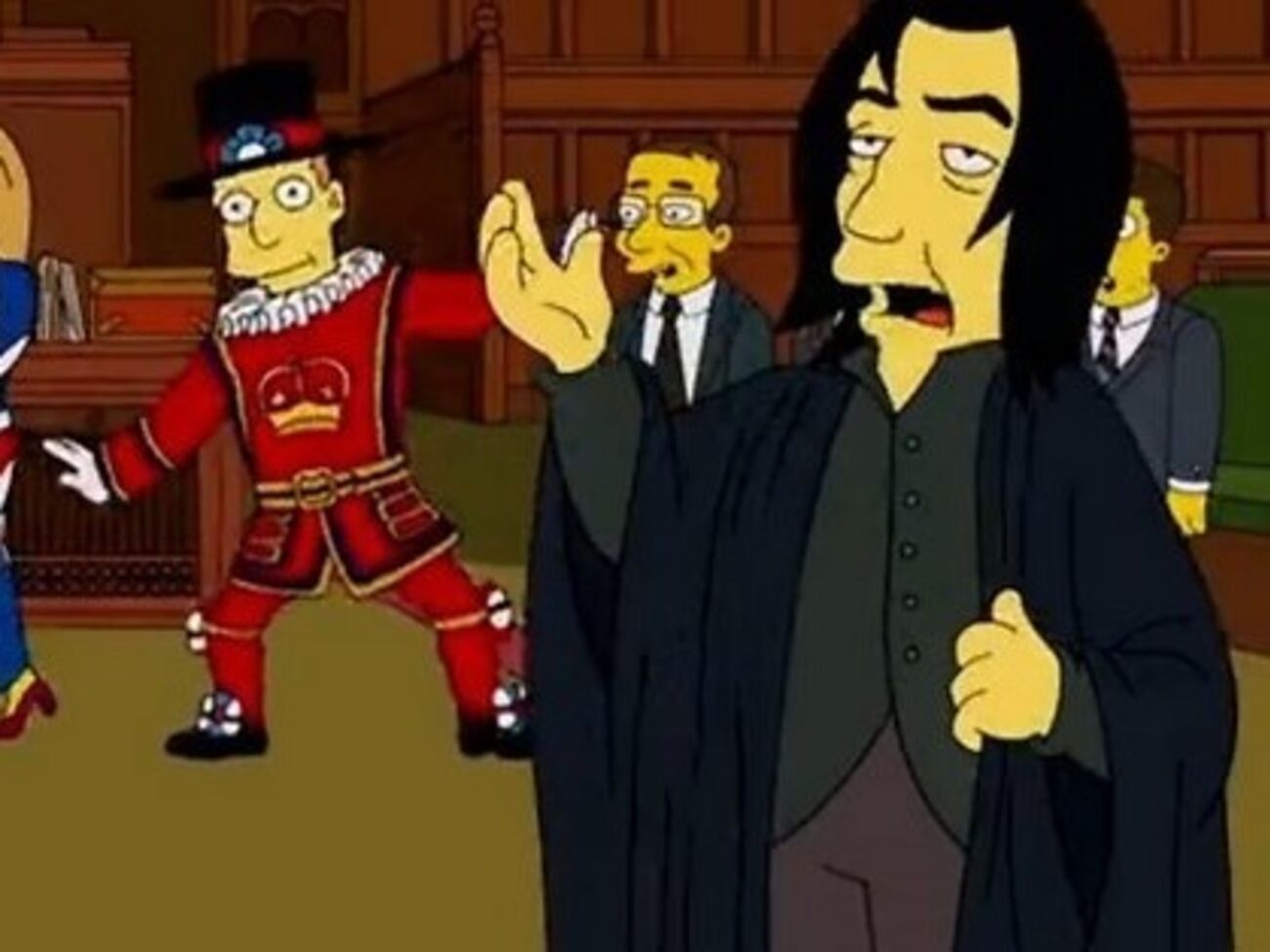 Анимационный Рикман появляется в кадре под музыку Боуи