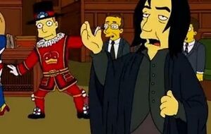 Анимационный Рикман появляется в кадре под музыку Боуи